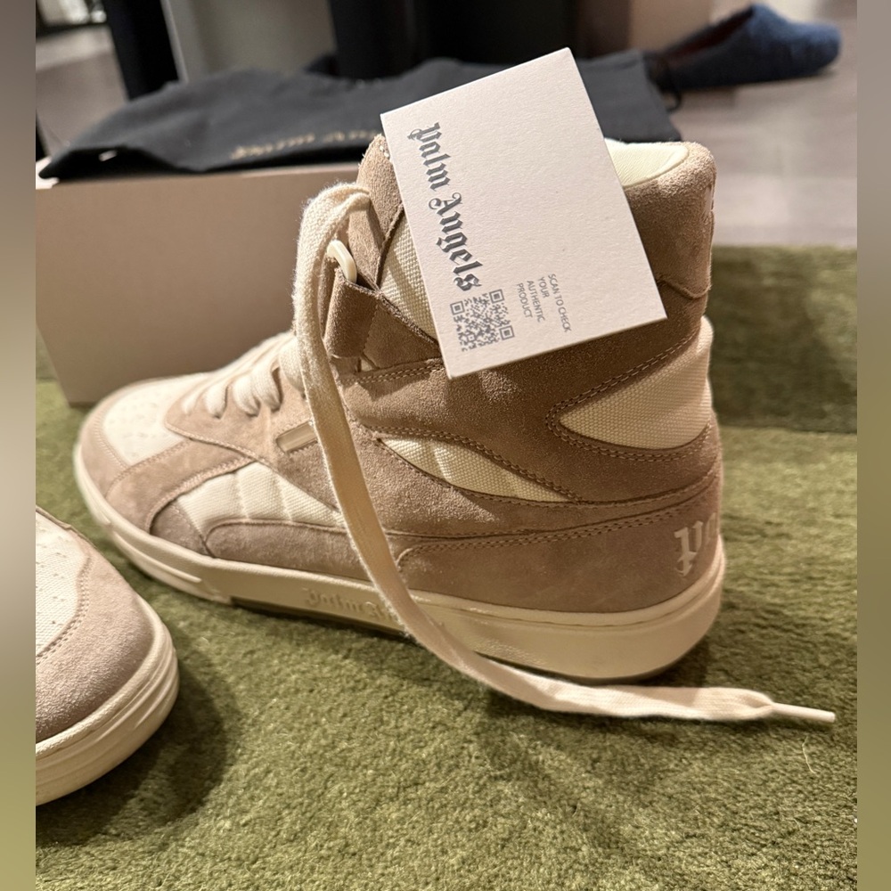 Palm Angels Beige High-Top Sneakers
